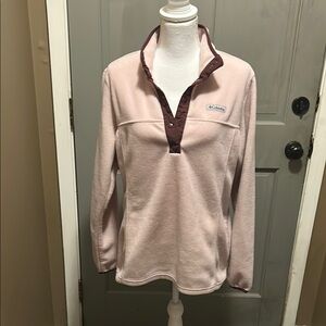 Columbia Pink Cowl Neck Sweater Pullover w/Snap Buttons (L)